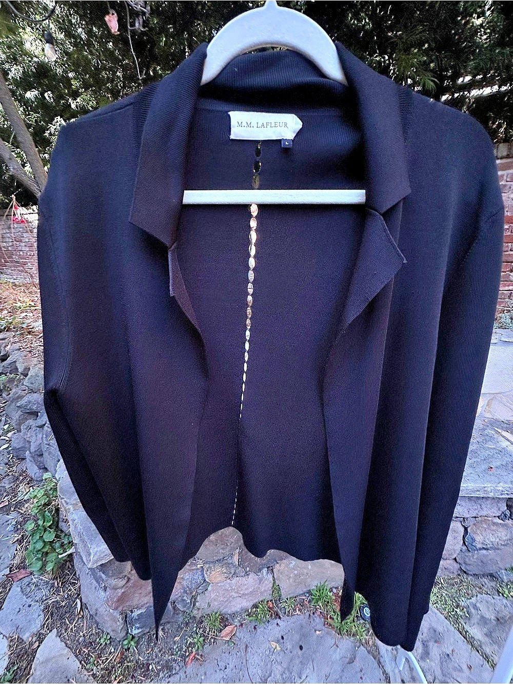 M.M. Lafleur Black Rayon Cardigan Sweater Size Large
